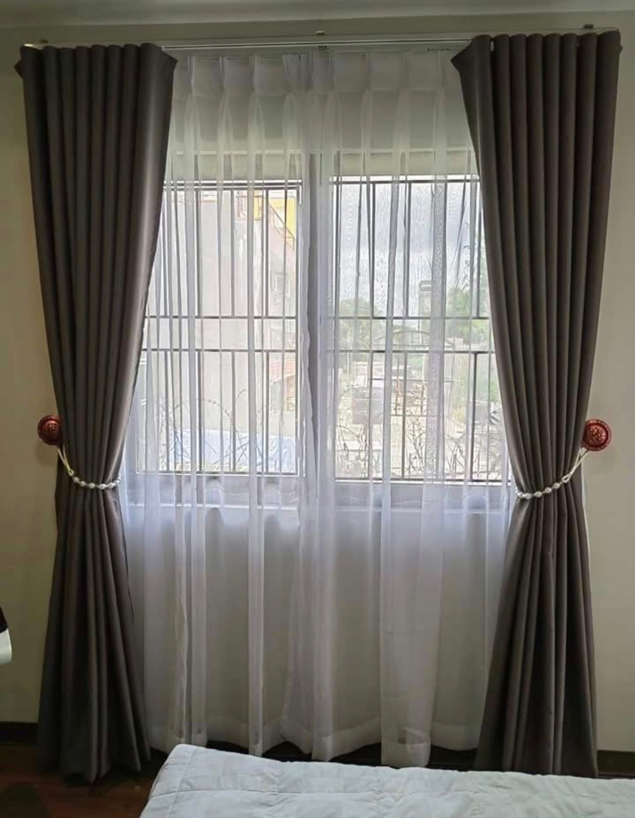 Blackout curtains in a modern bedroom